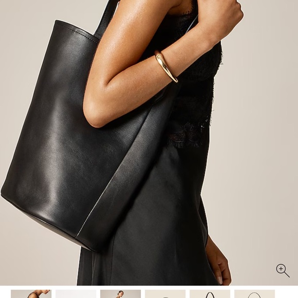 J. Crew Sleek Black Tote Leather Bag - Picture 3 of 3